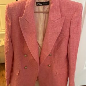 ZARA DOUBLE BREASTED TEXTURED WEAVE JACKET